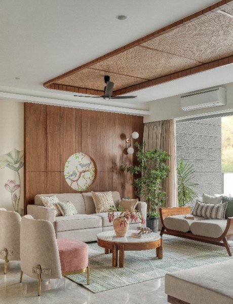 Woven cane canopies overhead